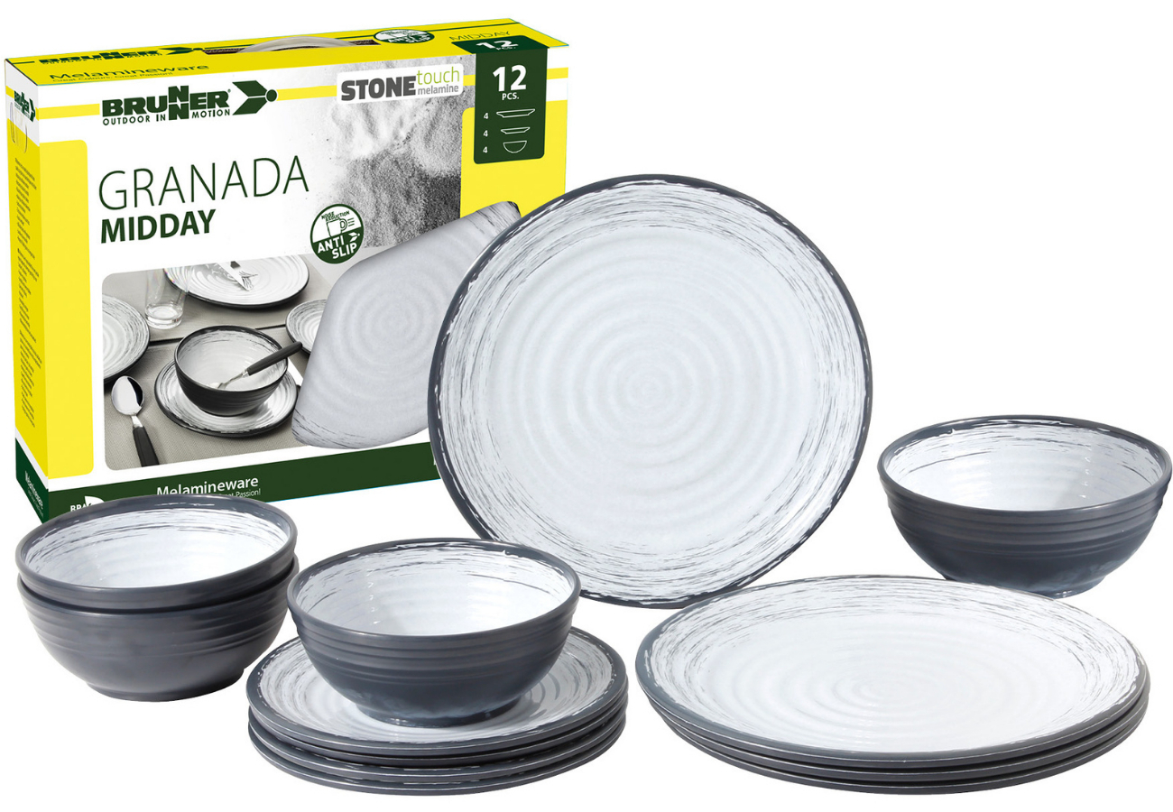 Dolomit 12-piece melamine dinnerware set - midday