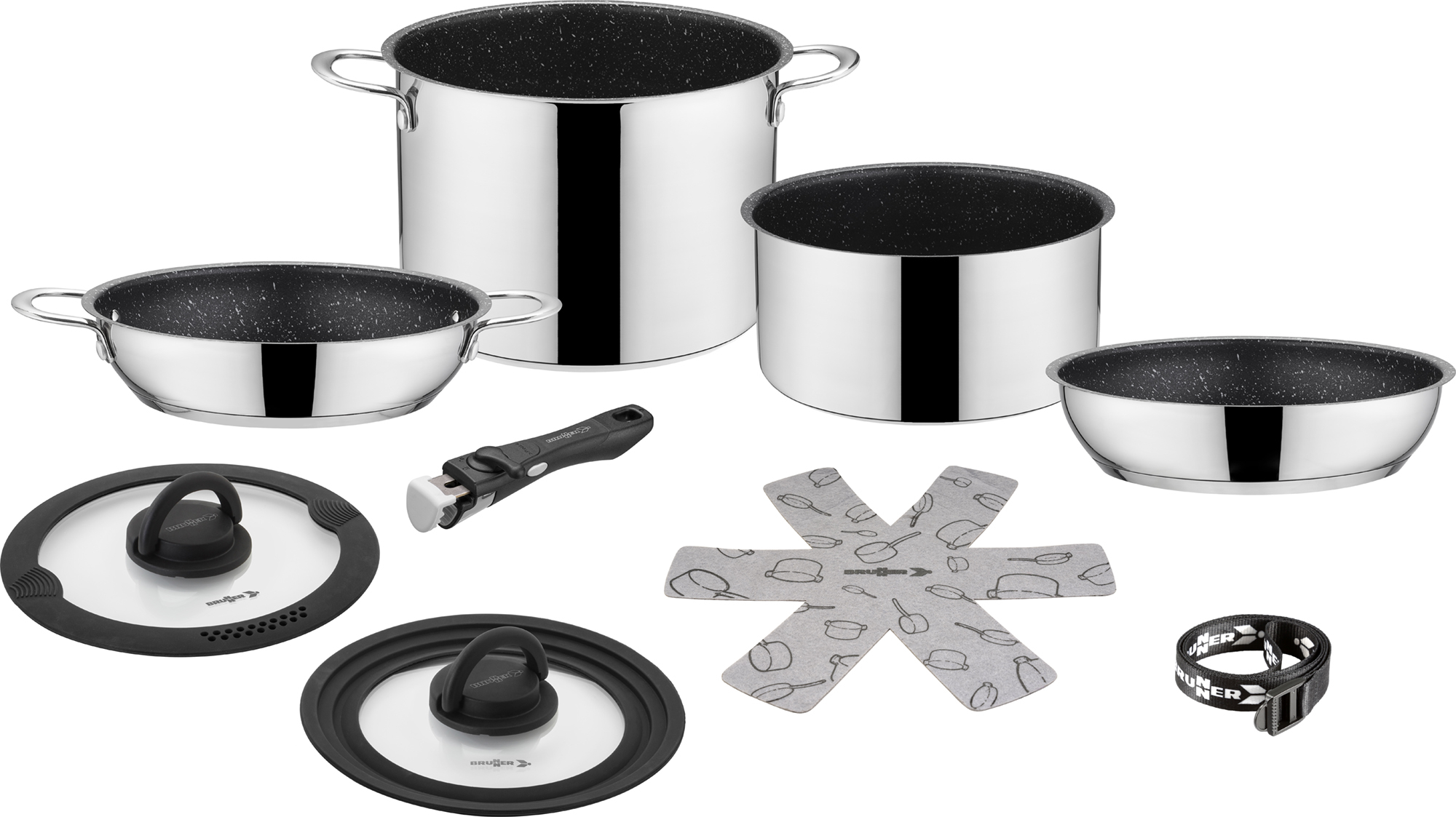 Popote academy high ng 7+1 stainless steel cookware set ø 22