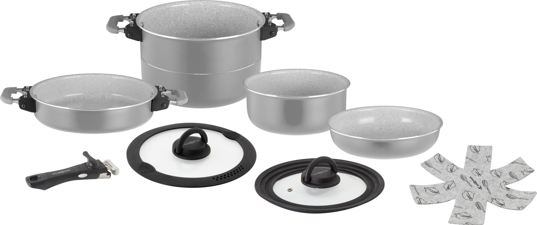 Popote fusion 7+1 non-stick aluminum cookware set ø 22