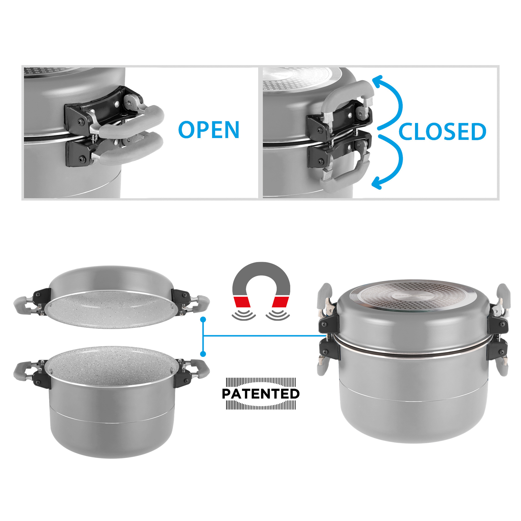 Popote fusion 7+1 non-stick aluminum cookware set ø 22 - Image 4