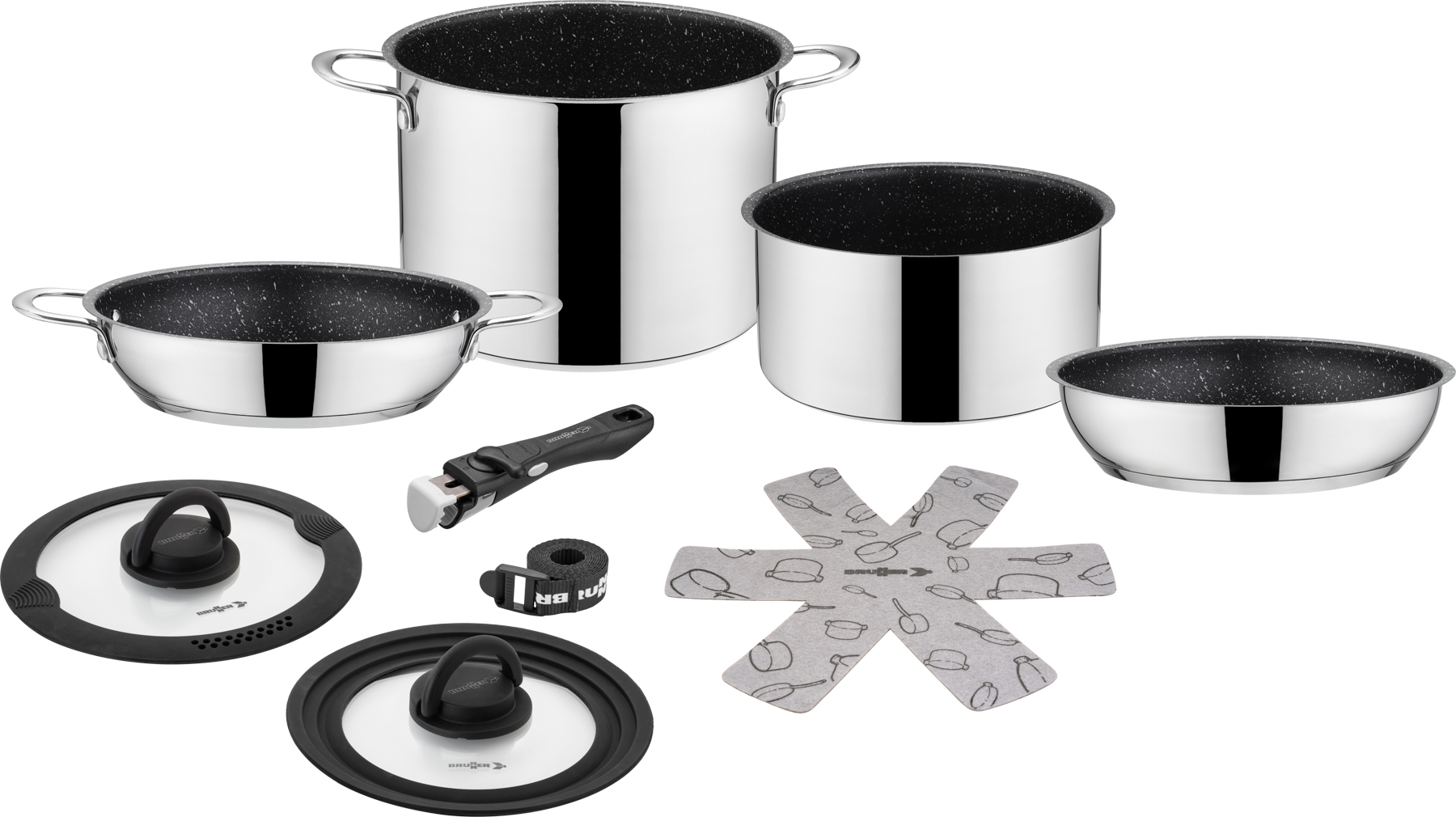 Popote academy high ng 7+1 stainless steel cookware set ø 22