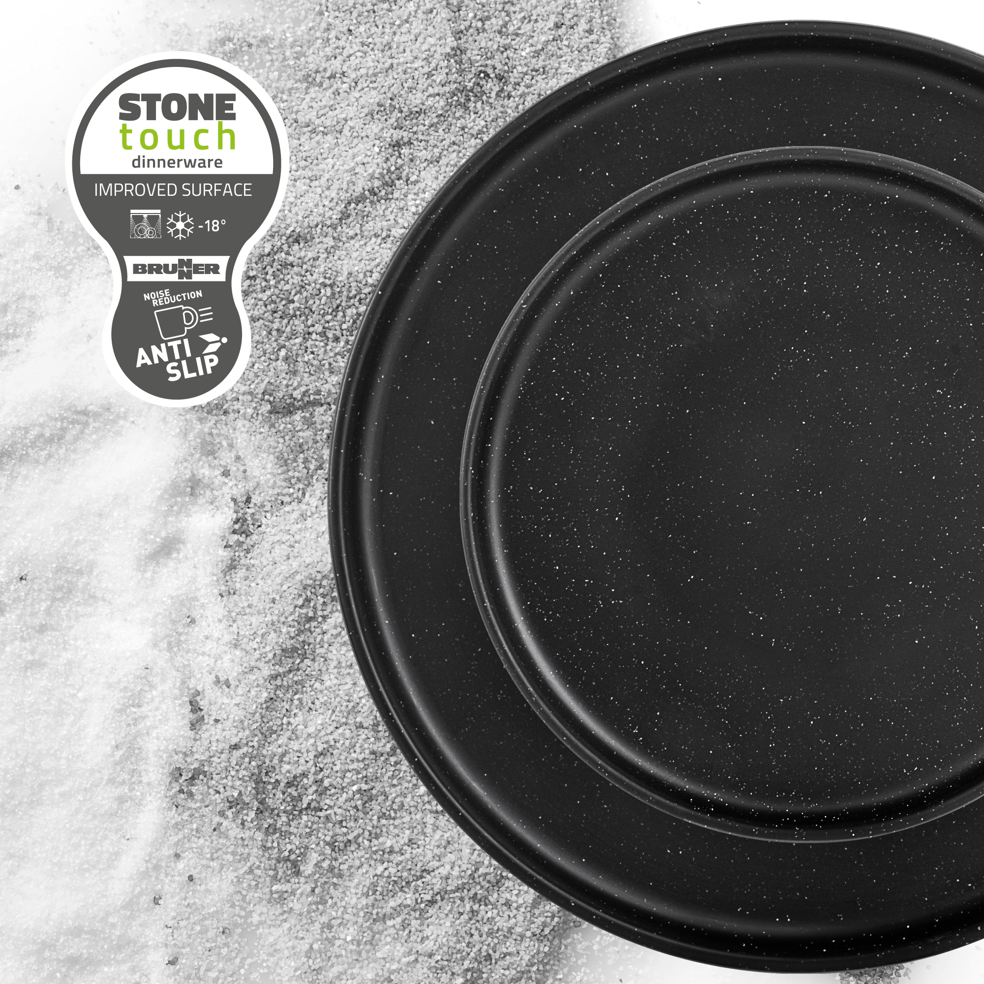 Odette 16-piece melamine dinnerware set double black - lunchbox - Image 5