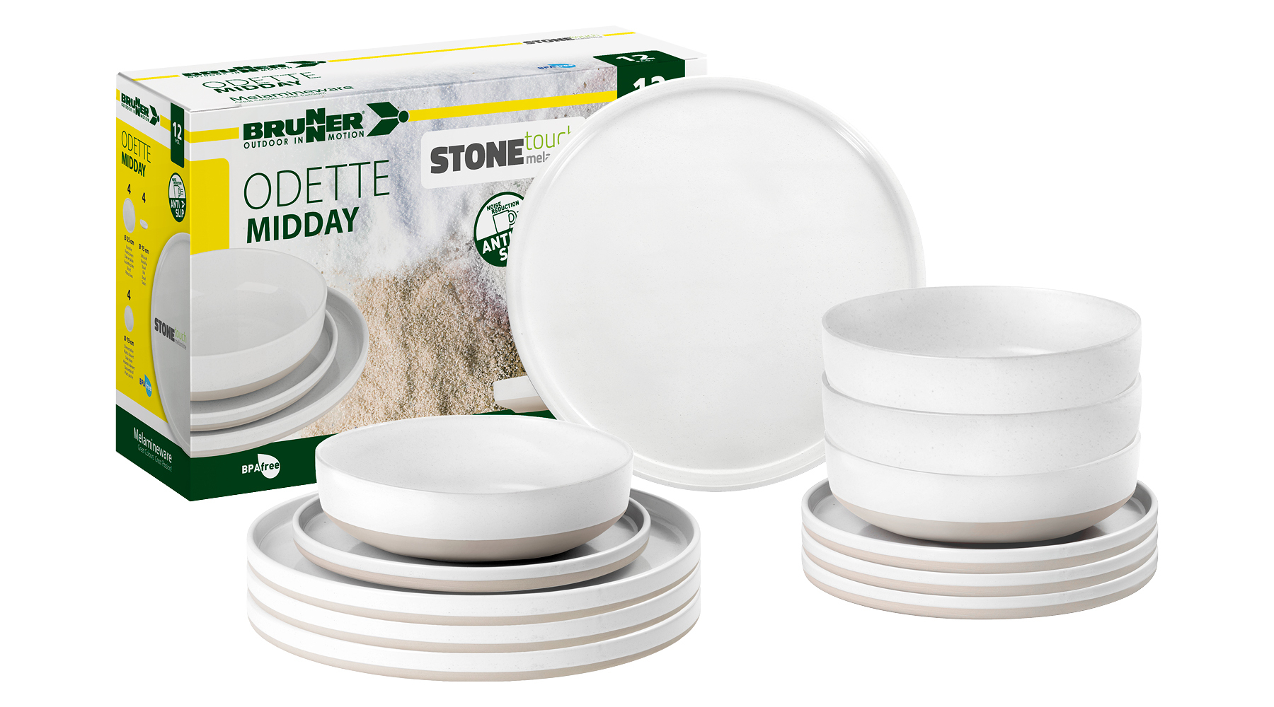 Odette 12-piece melamine dinnerware set - midday